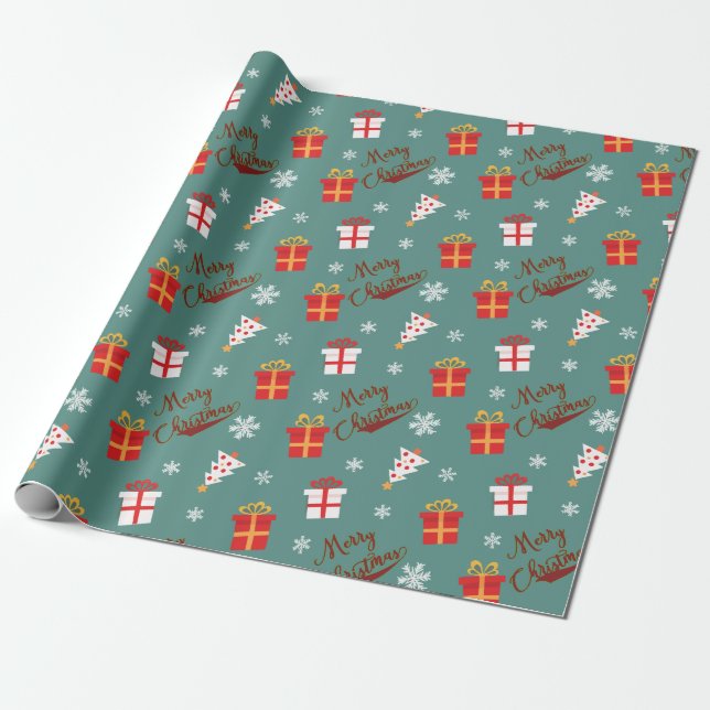 Festive Christmas Holiday  Wrapping Paper (Unrolled)