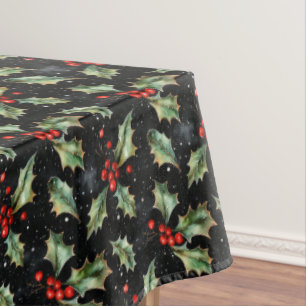 Festive Christmas Holly Berries Tablecloth