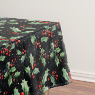 Festive Christmas Holly Berries Tablecloth