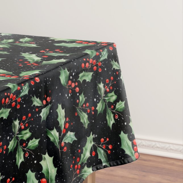Festive Christmas Holly Berries Tablecloth (In Situ)