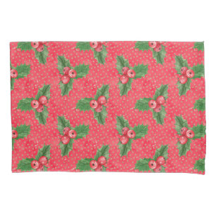 Festive Christmas Holly Pillowcase