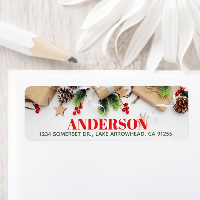 Festive Christmas Holly Return Address Label (Insitu)