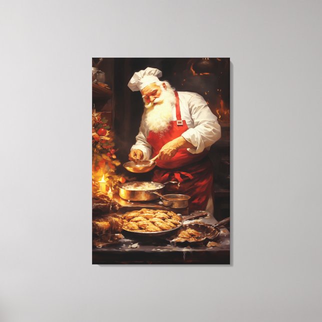 Festive Christmas home decor Santa baking cookies (Front)