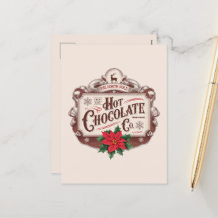 Festive Christmas hot chocolate add message Holiday Postcard