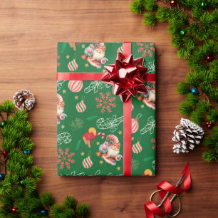 Festive Christmas Icons Holiday Pattern Wrapping Paper