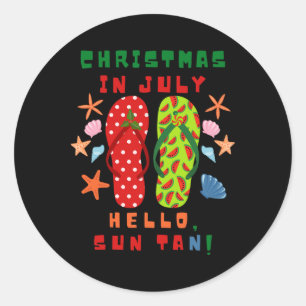 Festive Christmas In July Flip Flop Summer Beach Classic Round Sticker