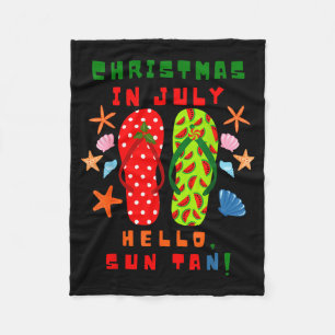 Festive Christmas In July Flip Flop Summer Beach F Fleece Blanket