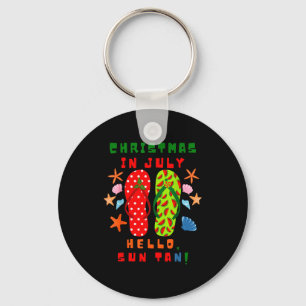 Festive Christmas In July Flip Flop Summer Beach F Key Ring