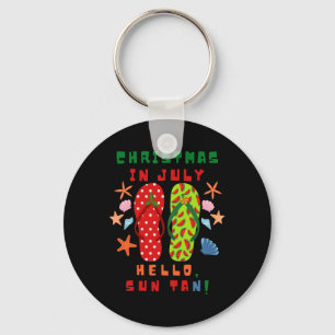 Festive Christmas In July Flip Flop Summer Beach Key Ring