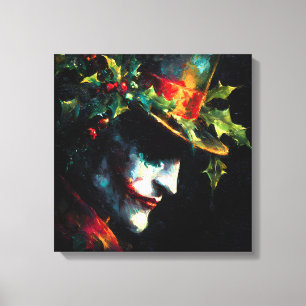 Festive Christmas Joker Portrait Canvas Print