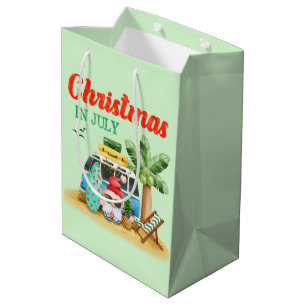 Festive Christmas July beach Santa gnome Medium Gift Bag