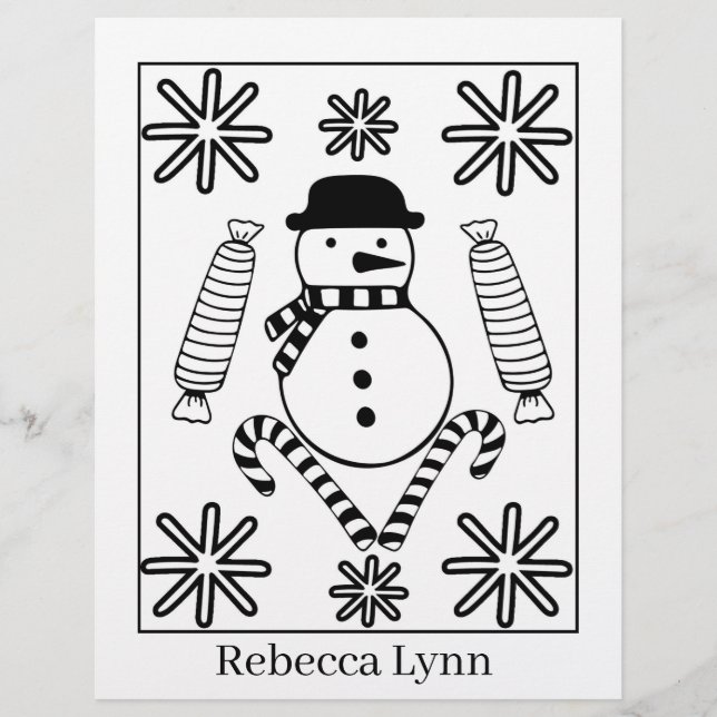 Festive Christmas kids colouring add name Custom Letterhead (Front)