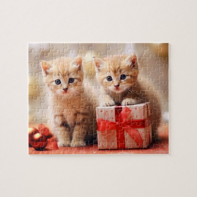 Festive Christmas Kitten Duo Jigsaw Puzzle (Horizontal)