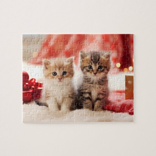 Festive Christmas Kitten Duo Jigsaw Puzzle (Horizontal)