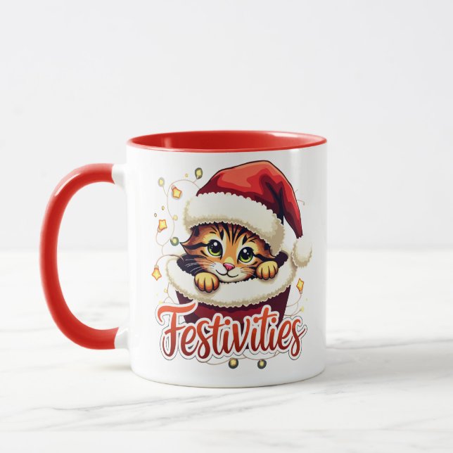 Festive Christmas Kitten Mug   (Left)