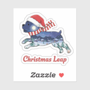 Festive Christmas Leaping Dog Cute Puppy Santa