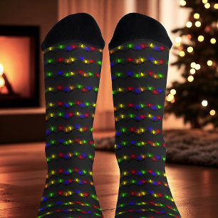 Festive Christmas Light String Holiday  Socks