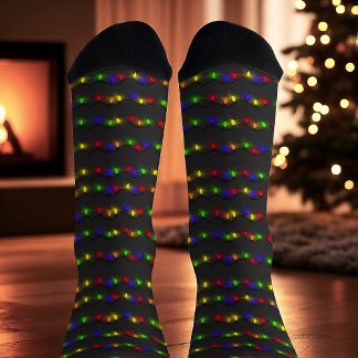 Festive Christmas Light String Holiday  Socks