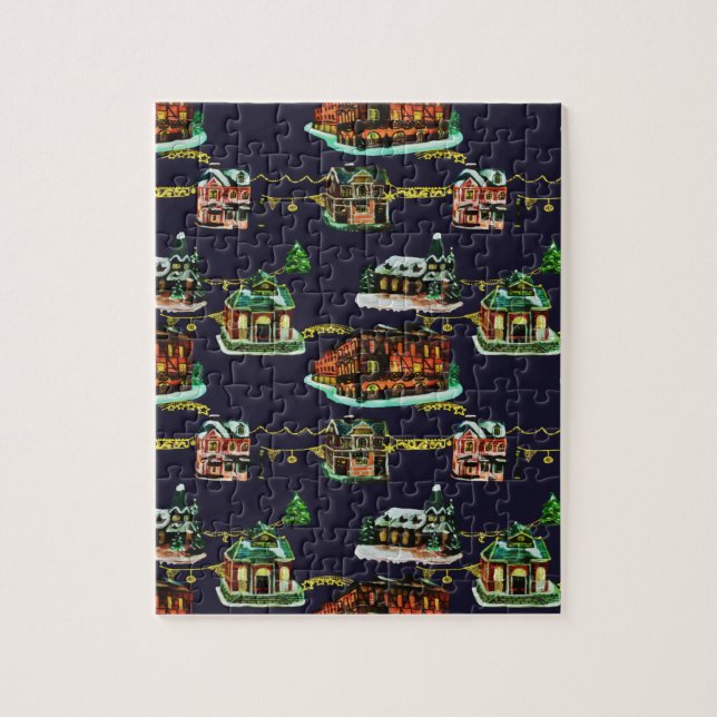 Festive Christmas Light Up Town House Tree Jigsaw Puzzle (Vertical)
