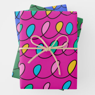 Festive Christmas Lights Pattern PInk Wrapping Paper Sheet