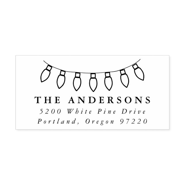 Festive Christmas Lights Return Address Self-inking Stamp (Design)