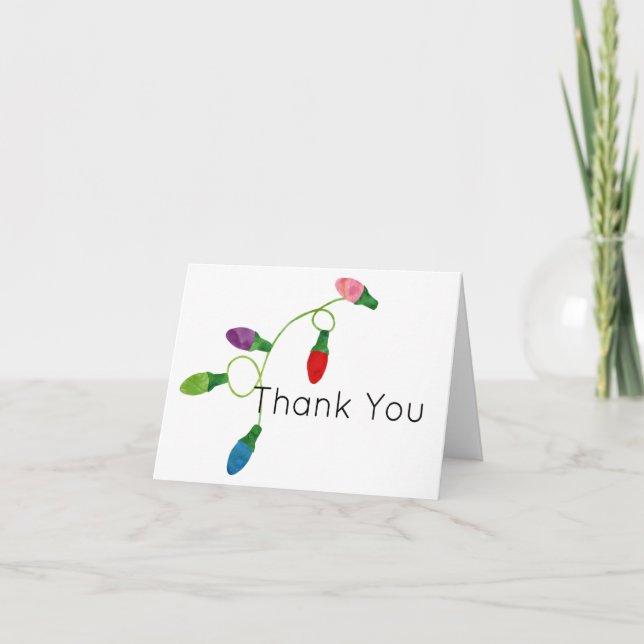 Festive Christmas Lights,  Wedding Thank You Card (Front)
