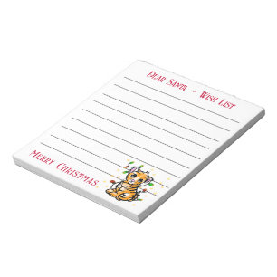 Festive Christmas lion, Santa’s wish list Note