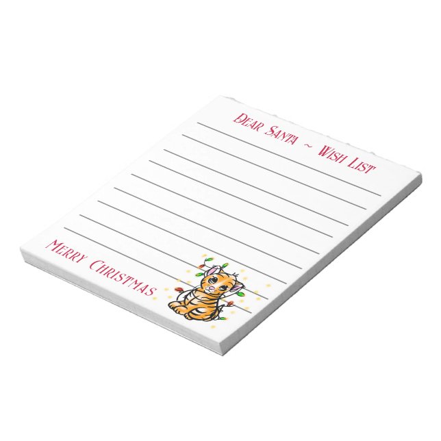 Festive Christmas lion, Santa’s wish list  Note (Rotated)