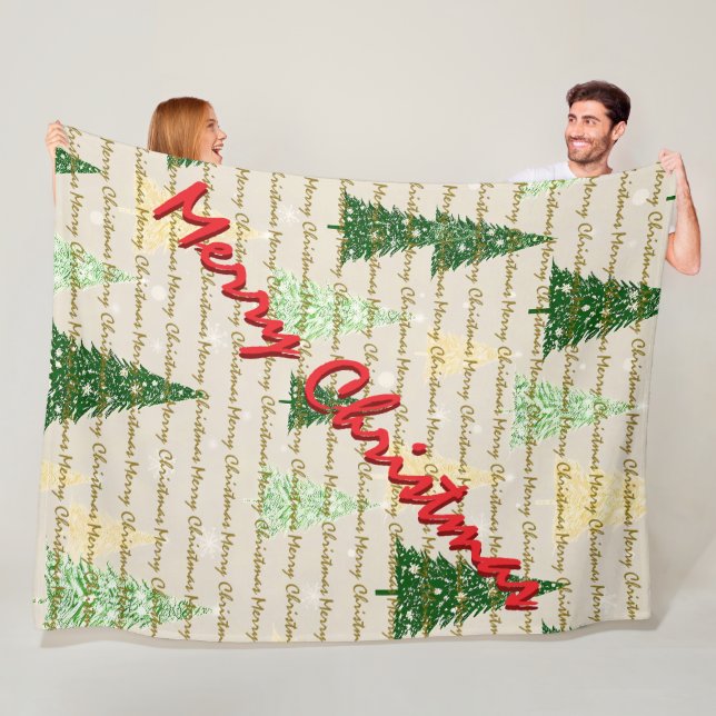 Festive Christmas Luxury Christmas Trees Fleece Blanket (In Situ)