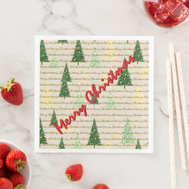 Festive Christmas Luxury Christmas Trees Napkin (Insitu)