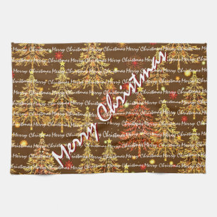 Festive Christmas Luxury Christmas Trees Tea Towel