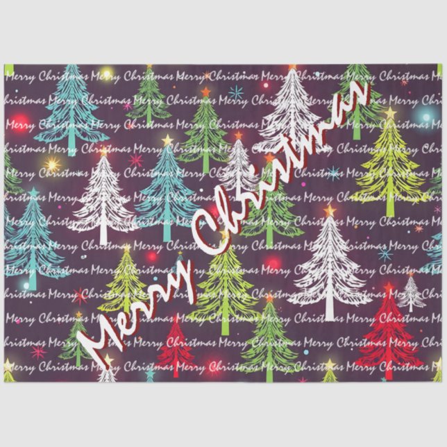 Festive Christmas Luxury Christmas Trees Tissue Paper (Front)