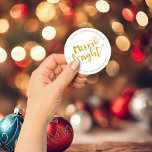 Festive Christmas Merry Bright Gold Foil Address Classic Round Sticker<br><div class="desc">Festive Christmas Merry Bright Gold Foil Address Stickers Send an extra festive greeting this year with these faux gold foil address stickers! Easy to customise with text, fonts, and colours. Created by Zazzle pro designer BK Thompson © exclusively for Kate’s Creations; please contact us if you need assistance, have questions,...</div>