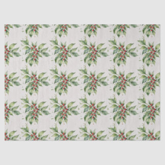 Festive Christmas Mistletoe in Watercolor Tissue Paper