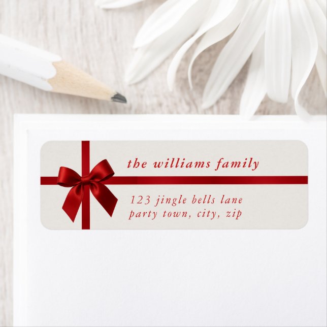 FESTIVE CHRISTMAS modern gift red ribbon bow (Insitu)