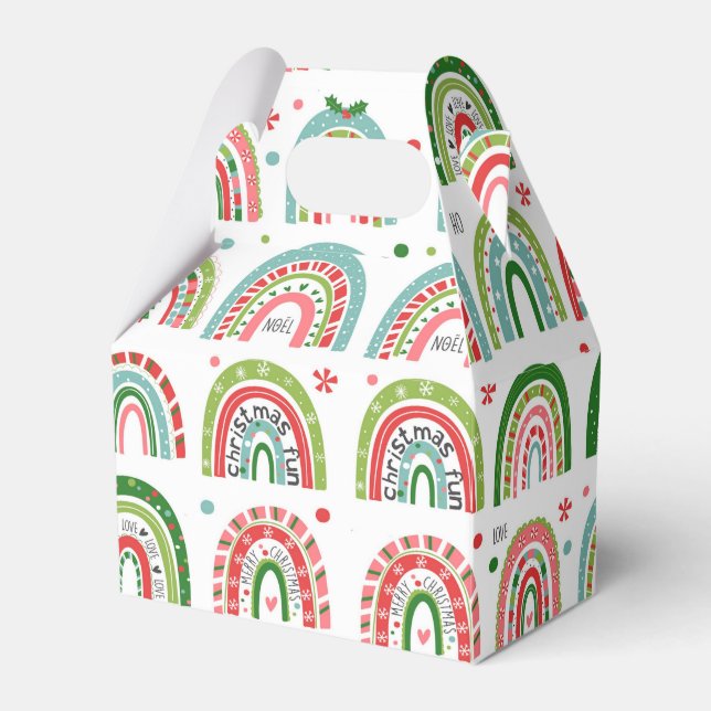 Festive Christmas Modern Rainbow Pattern Favour Box (Front Side)