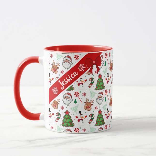 Festive Christmas Mug – Santa & Reindeer  (Left)