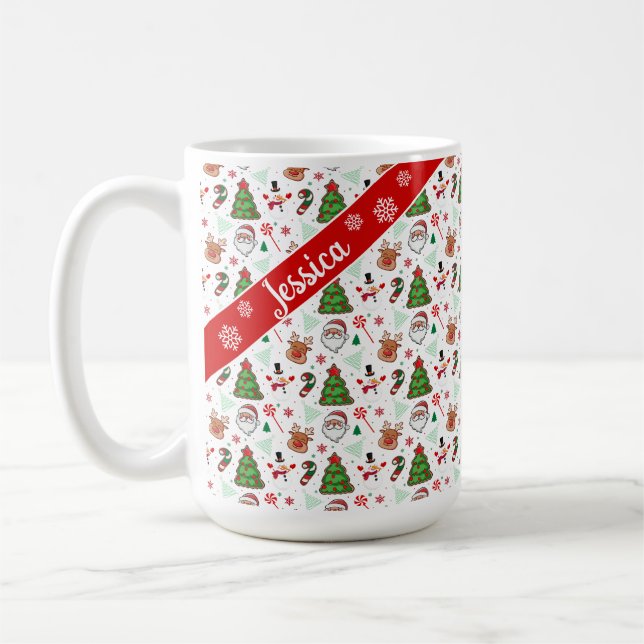Festive Christmas Mug – Santa & Reindeer  (Left)