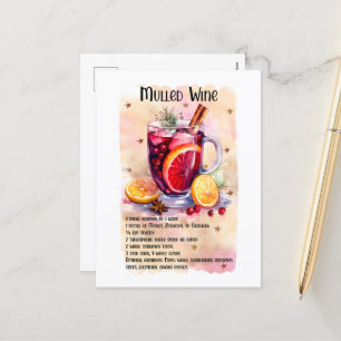 Festive Christmas Mulled Wine recipe Holiday Postcard