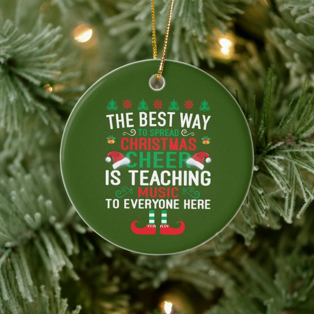Festive Christmas Music Teacher add sentiment Ceramic Tree Decoration (Tree)