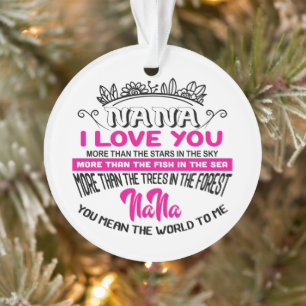 Festive Christmas Nana word art sentiment Ornament