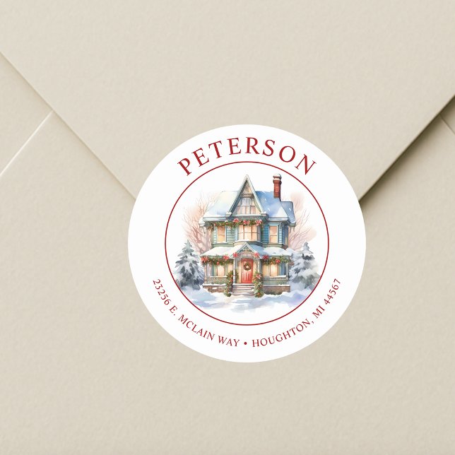 Festive Christmas New Home Return Address Labels (Creator Uploaded)
