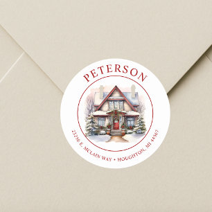 Festive Christmas New Home Return Address Labels
