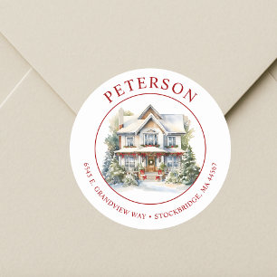 Festive Christmas New Home Return Address Labels