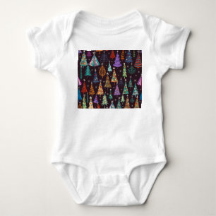 Festive Christmas New Year Pattern Baby Bodysuit