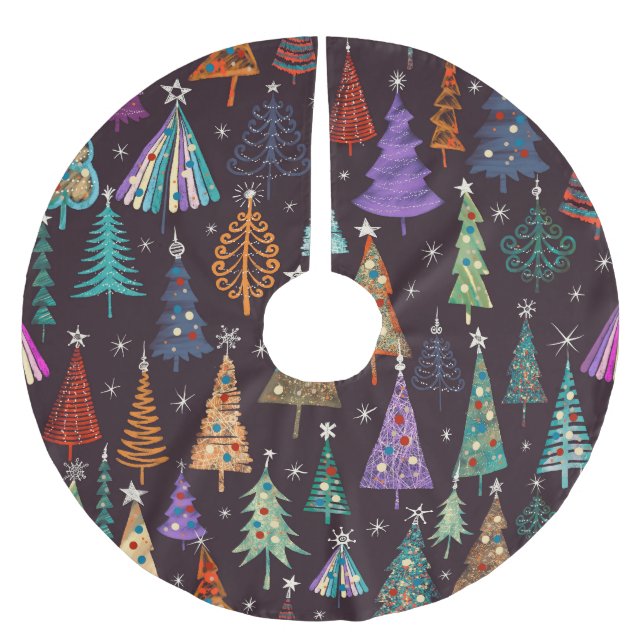 Festive Christmas New Year Pattern Brushed Polyester Tree Skirt (Front)