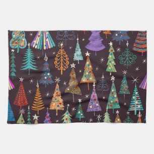 Festive Christmas New Year Pattern Tea Towel