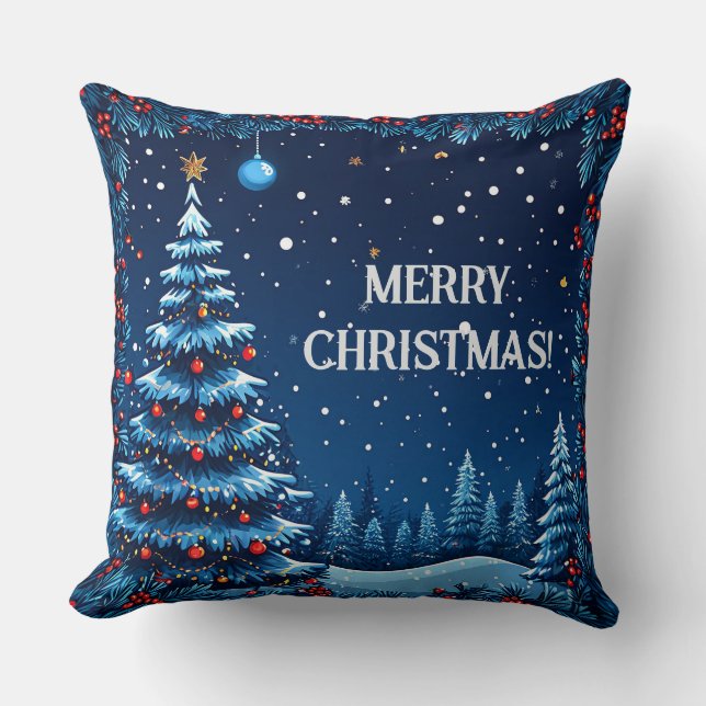 Festive Christmas Night with Snow Cushion (Front)