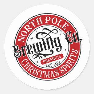 Festive Christmas North Pole Brewing Company Classic Round Sticker
