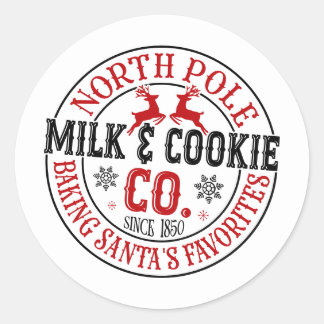 Festive Christmas North Pole Milk Cookie Company Classic Round Sticker